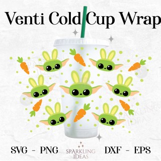 Baby Yoda Starbucks No Hole Wrap SVG