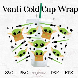 Baby Yoda No Hole Starbucks 24oz Wrap SVG