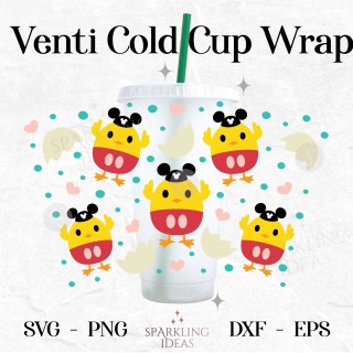 Mickey Chick Easter No Hole Starbucks Wrap SVG