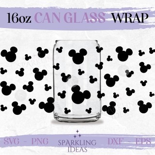 Mickey Ears Libbey Can Glass Wrap 16oz
