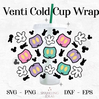 Mickey Pants Gloves Easter No Hole Starbucks Wrap SVG