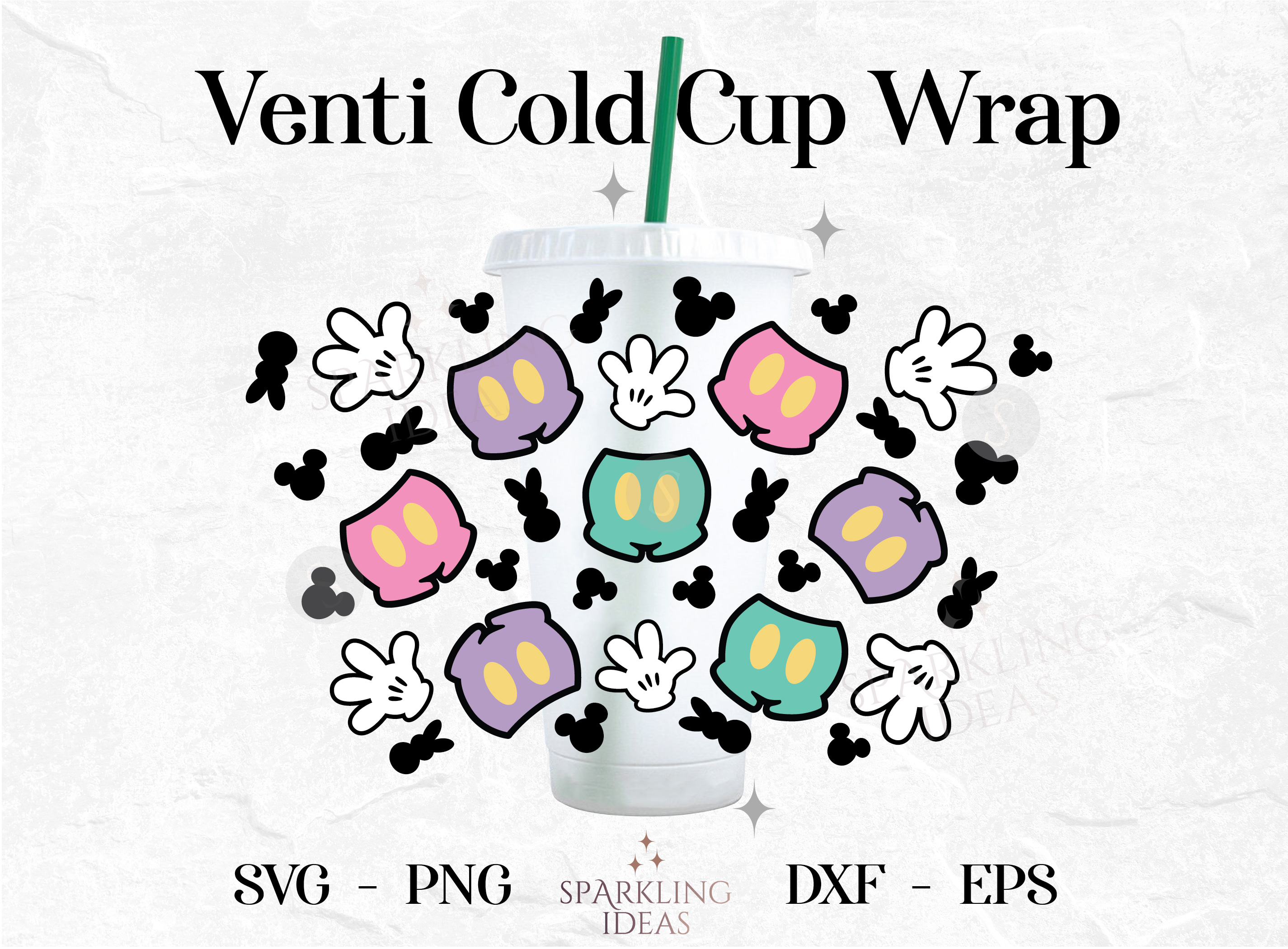 Mickey Pants Gloves Easter No Hole Starbucks Wrap SVG