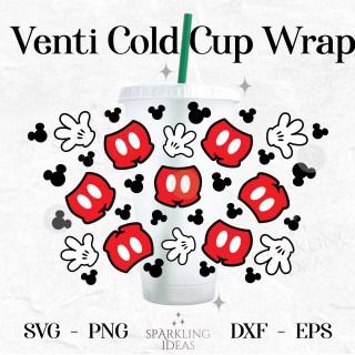 Mickey Pants Gloves No Hole Starbucks Wrap SVG