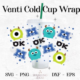 Mike Sulley No Hole Starbucks 24oz Wrap SVG