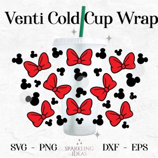 Minnie Bow No Hole Starbucks 24oz Wrap SVG