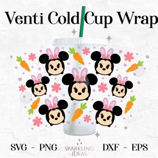Minnie Easter Bunny Ears Tsum Tsum No Hole Starbucks Wrap SVG