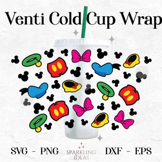 Mouse Friends No Hole Starbucks Wrap SVG