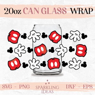 Mouse Pants And Gloves Libbey Can Glass Wrap 20oz SVG