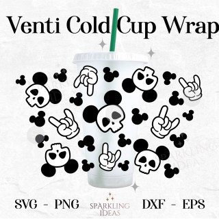 Mouse Skull Rock Sign No Hole Starbucks Wrap SVG