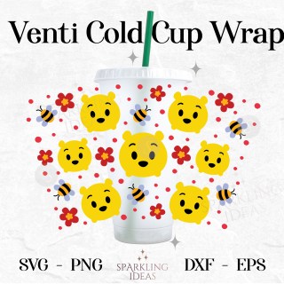 Pooh Tsum Tsum No Hole Starbucks Wrap SVG