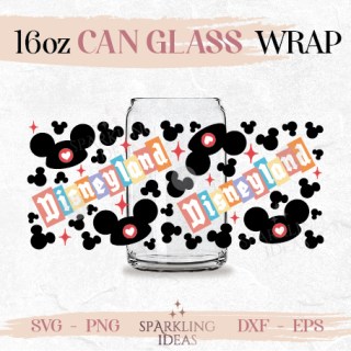 Magic Kingdom Can glass wrap SVG 16oz, Magic Street Glass Svg, Mouse Ears Love Wrap Svg
