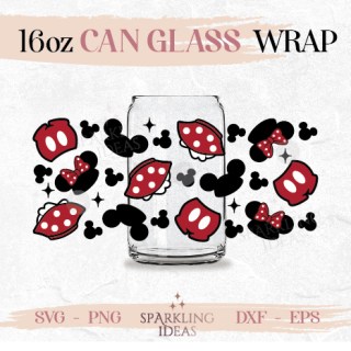 Mouse Pants Can glass wrap SVG 16oz, Mouse Dress Glass Svg, Mouse Ears Inspired Wrap Svg
