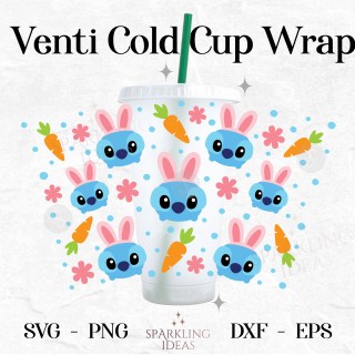Stitch Easter Bunny Ears No Hole Starbucks Wrap SVG