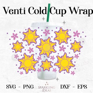 Tangled Sun No Hole Starbucks Wrap SVG