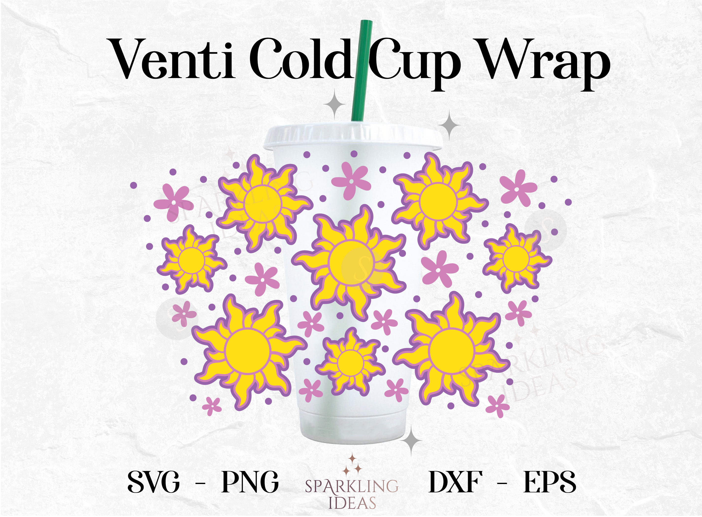 Tangled Sun No Hole Starbucks Wrap SVG