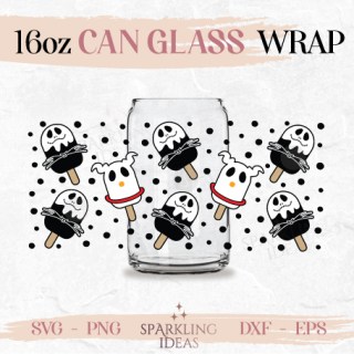 Jack and Zero Popsicles Can glass SVG 16oz, Ice Cream Glass Svg, Summer Snack  Coffee Can Svg, Skellington Beer , Dog Zero
