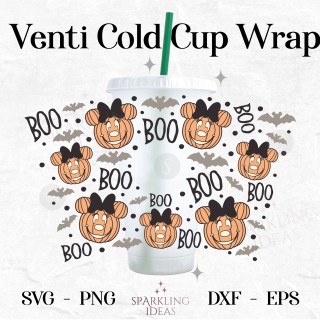 Pastels Minnie Pumpkin Halloween Wrap For Cold Cups 24oz SVG, Mouse Ears Halloween Cold Cup Svg, Halloween Pumpkin Wrap, Halloween Mouse Ears SVG