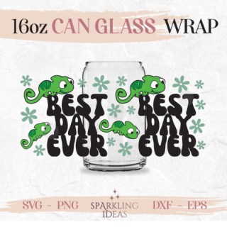 Best Day Ever LIBBEY Can glass wrap SVG 16oz, Tangled Pascal Libbey Glass Svg, Pascal Libbey Wrap Svg