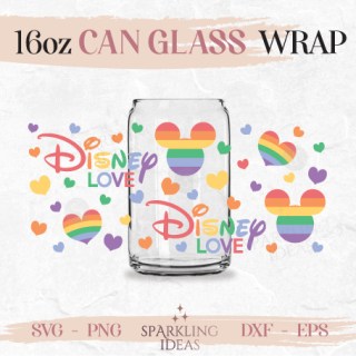 Pride Ears Can Glass SVG, Magical Place Wrap Svg, Rainbow Mouse Ears Cup Wrap, LGBT Mouse Ears Svg, LGBT Pride Month Svg