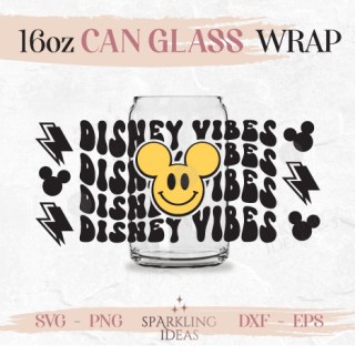 Mickey Happy Face Magical Vibes Wavy Letters Glass SVG, Retro Mouse Face Wrap Svg, Vintage Mouse Ears Cup Wrap, Mouse Smiley Face Svg, Vintage Groovy Svg