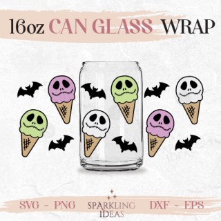 Jack Skellington Popsicles Can glass SVG 16oz, Ice Cream Glass Svg, Halloween Ice Cream Coffee Can Svg,  Jack Wrap SVG