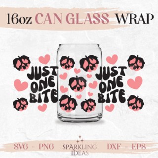 Just One Bite Can Glass SVG 16oz, Retro Groovy Wrap Svg, Vintage Text Cup Wrap, Poison Apple Svg, Vintage Groovy Svg,  Poisoned Apple Beer Glass SVG