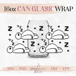 Sleeping Baymax  Can glass SVG 16oz, Big Hero Glass Svg, Balalala Robot Wrap Svg, Pixelated Baymax Svg