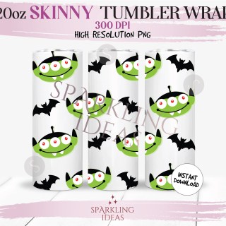 20 oz Skinny Tumbler Alien Halloween Wrap, Alien Dracula Tumbler, Toy Story Halloween Digital PNG Sublimation