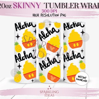 20oz Skinny Tumbler Aloha Dole Whip Wrap, Dole Whip Tumbler, Summer Pineapple Digital png Sublimation