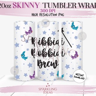 20oz Skinny Tumbler Bibbidi Bobbidi Brew Wrap, Fairy Wish Tumbler, Magical World Digital PNG Sublimation
