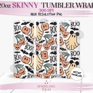20 oz Boho Mouse Halloween Tumbler Wrap, Spooky Halloween Tumbler png, Mouse Ghost Digital png Sublimation