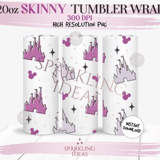 20oz Skinny Tumbler Magical Castle Wrap, Castle Home Tumbler, Magical World Digital PNG Sublimation