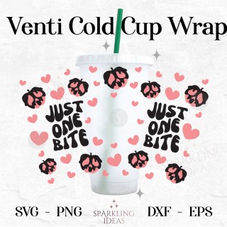 Just One Bite Wrap For Cold Cups 24oz SVG, Retro Groovy Cold Cup Wrap Svg, Vintage Text Cup Wrap, Poison Apple Svg, Vintage Groovy Svg