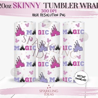 20 oz Skinny Tumbler Magic Castle Wrap, Castle Home Tumbler, Magical World Digital PNG Sublimation