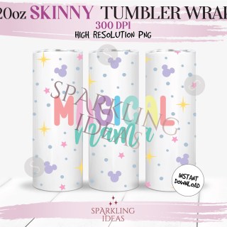 20 oz Skinny Tumbler Magical Mama Wrap, Mickey Ears Tumbler, Magical World Digital PNG Sublimation