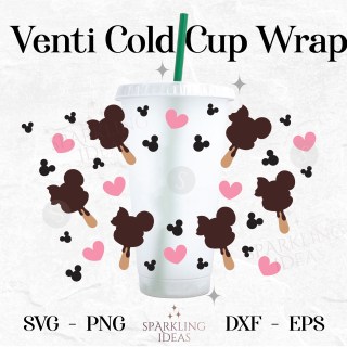 Mickey Ears Popsicles Wrap For Cold Cups 24oz SVG, Ice Cream Love Cold Cup Svg, Summer Snack Mouse Inspired Wrap Svg