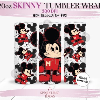 20 oz Skinny Tumbler Mickey Retro Wrap, Mouse Inspired Tumbler png, Magical World Inspired Digital png Sublimation