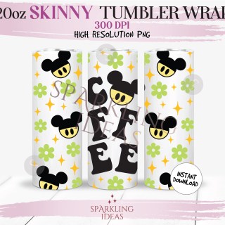 20 oz Skinny Tumbler Coffee Retro Wrap, Retro Letters Tumbler, Magical Coffee Digital PNG Sublimation