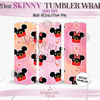 20 oz Skinny Tumbler Mickey Ears Camera Wrap, Mouse Epcot Tumbler, Magical World Digital png Sublimation