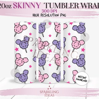 20 oz MIckey Cotton Candy Tumbler Wrap, Mouse Snacks Tumbler, Main Street Coffee Inspired Digital PNG Sublimation