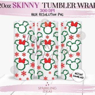 20 oz Skinny Tumbler Mouse Ears Christmas Tree Wrap, Mouse Christmas Tumbler, Magical Christmas Inspired Digital png Sublimation