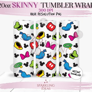 20 oz Mouse Friends Icons Tumbler Wrap, Mouse Club Tumbler png, Mickey Mouse Friends Inspired Digital png Sublimation