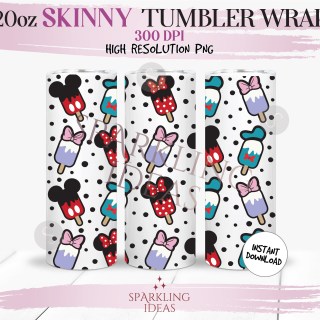 20 oz Mouse Friends Popsicles Tumbler Wrap, Summer Snack Mouse Tumbler png, Mouse Ice Cream Inspired Digital png Sublimation