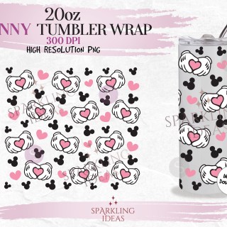 20 oz Skinny Tumbler Mickey Gloves Love Wrap, Mouse Love Tumbler, Magical World Digital PNG Sublimation
