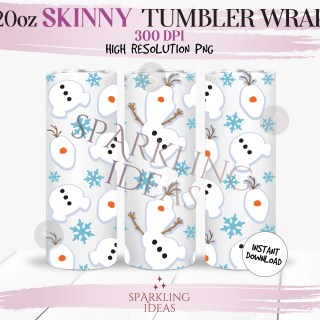 20 oz Skinny Tumbler Olaf Christmas Wrap, Christmas Snowman Tumbler, Magical Christmas Inspired Digital png Sublimation
