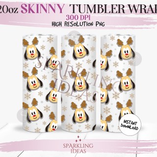 20 oz Skinny Tumbler Pluto Reindeer Christmas Wrap, Christmas Reindeer Tumbler, Magical Christmas Inspired Digital png Sublimation