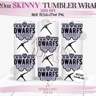 20 oz Skinny Tumbler Seven Dwarfs Mining Co Wrap, Heigh Ho Tumbler, Magical World Digital PNG Sublimation