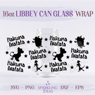 Hakuna MatataLibbey Can Glass 16oz SVG, Lion King Libbey Glass Svg, Lion King Characters Wrap Svg