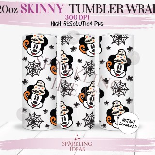 20 oz Skinny Tumbler Mouse Spooky Mug Wrap, Mickey Halloween Tumbler, Magical Halloween Digital PNG Sublimation