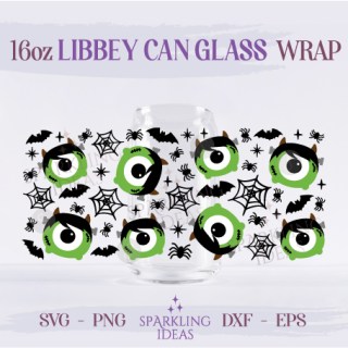 Mike Frankenstein Can Glass Glass 16oz SVG, Mike Tsum Tsum Libbey Glass Svg, Mike Wazowski Halloween Wrap Svg